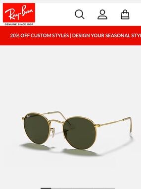 Ray-Ban Round Gold Frame Sunglasses